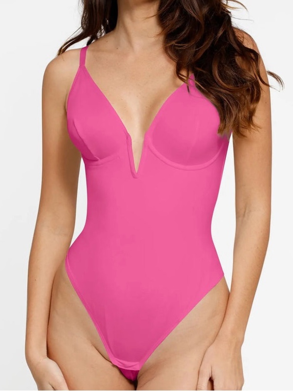 Shapewear Deep V-Neck Low Back Sculpting Thong Bodysuit